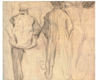 Schets voor twee mannen op de rug gezien, ca. 1891